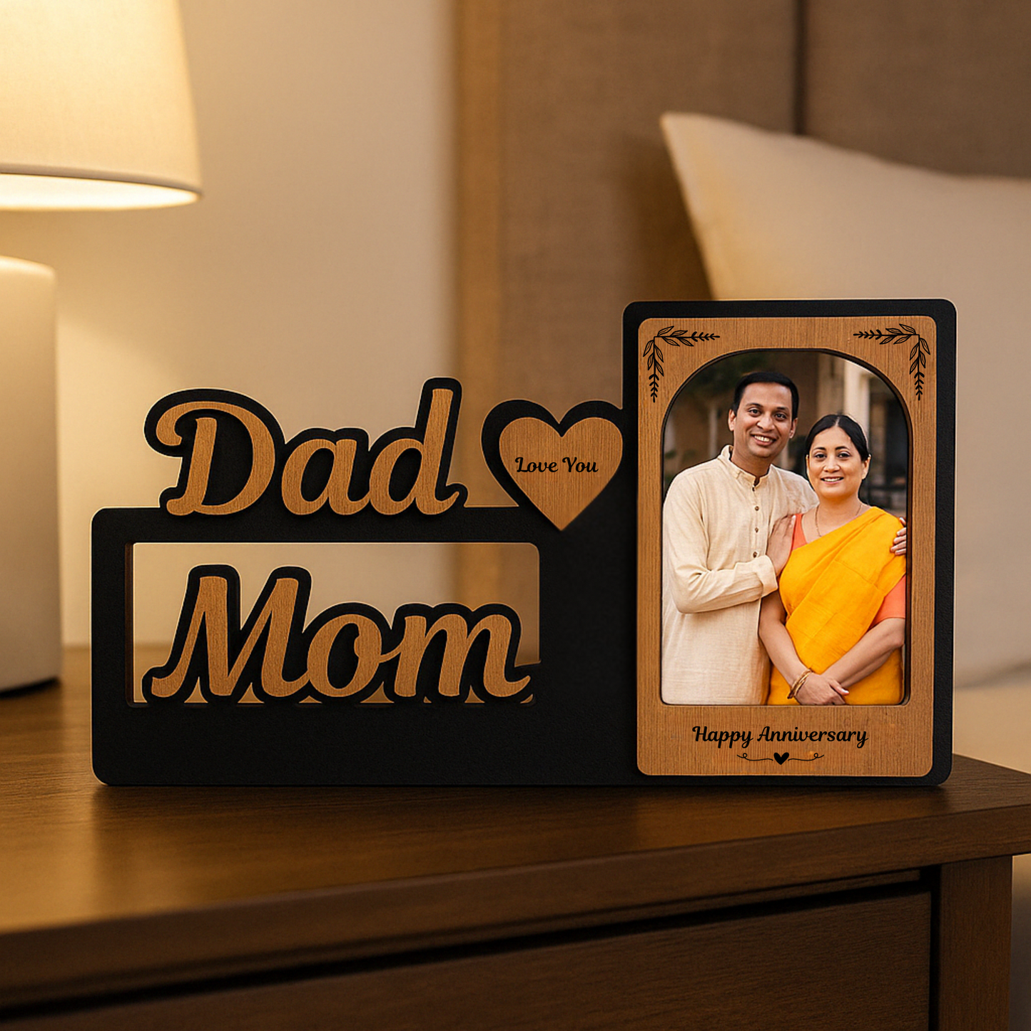 Personalized Anniversary Photo Frame for Mom & Dad Single Picture
