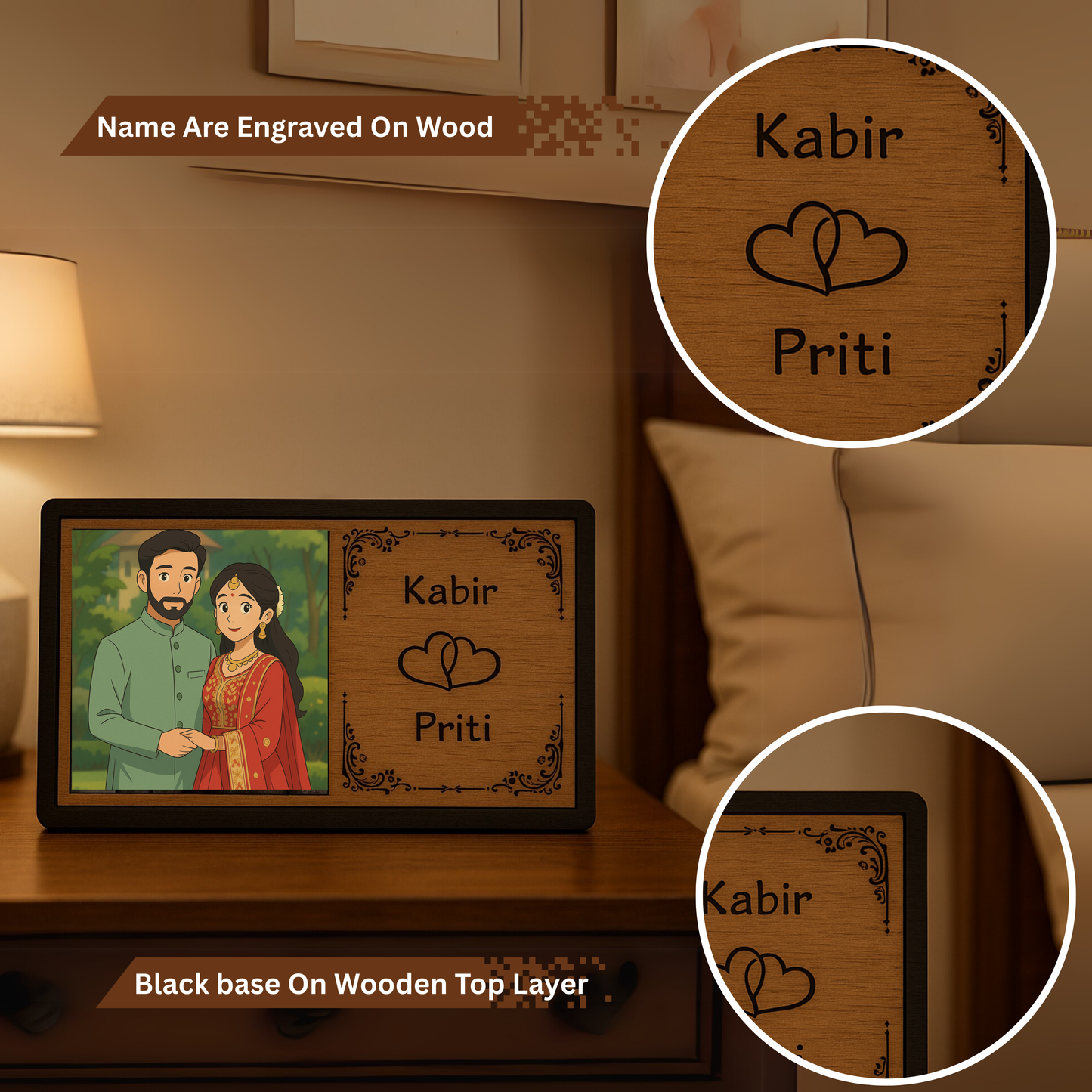 New Trending Customized Couple Photo Frame with Name & Ghibli Style Photo