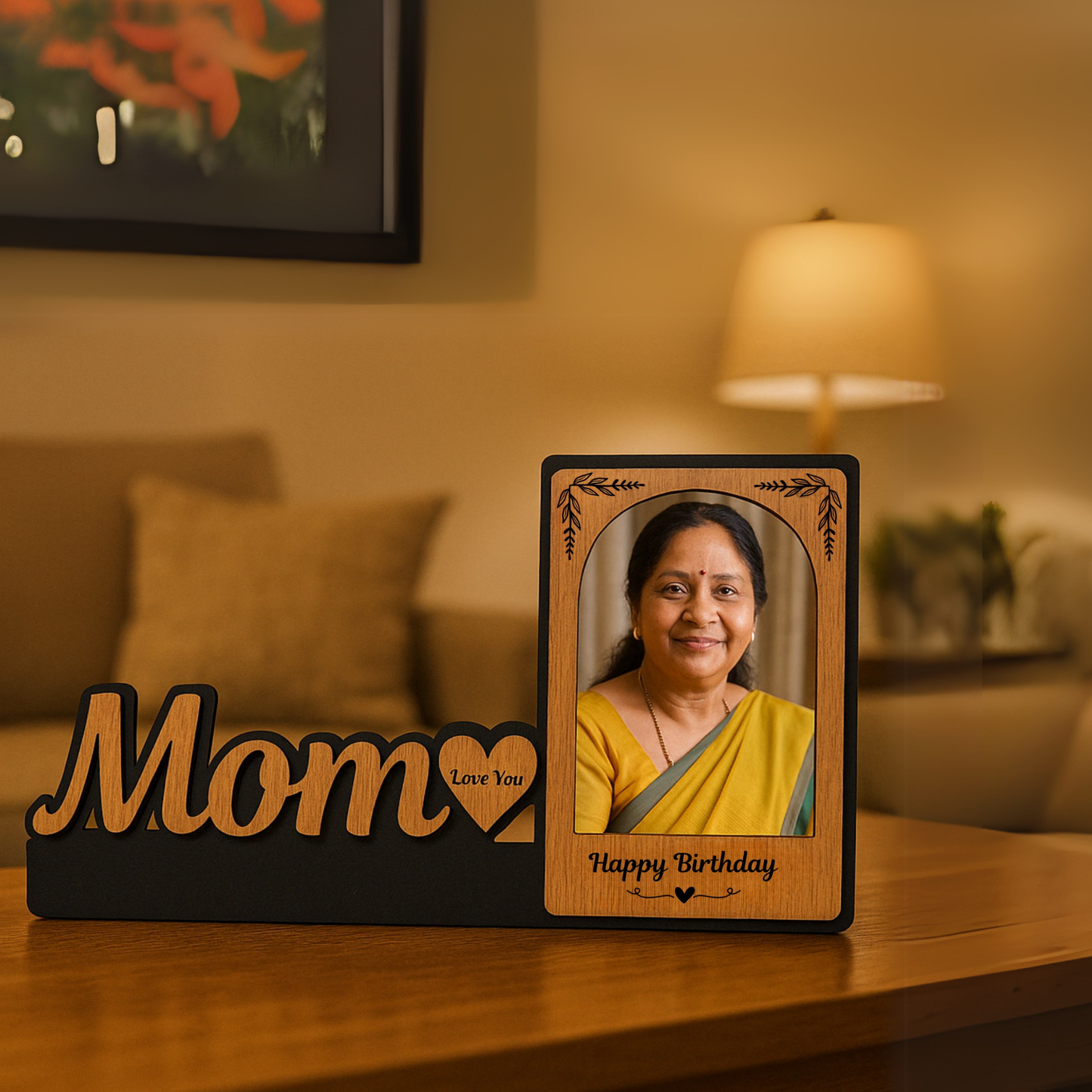 Customized "Mom" Wooden Photo Frame  Birthday Gift | Dandjdecor.in