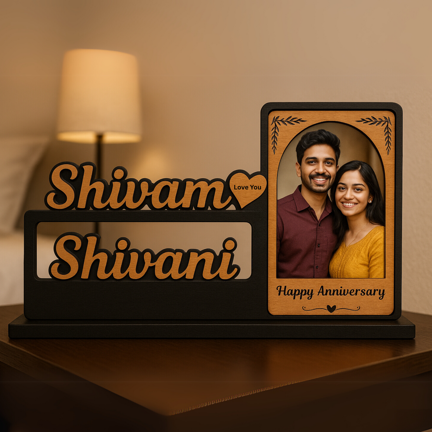 Customized Couple Photo Frame with Name & Photo Style 2 – Birthday & Anniversary Gift | Dandjdecor.in