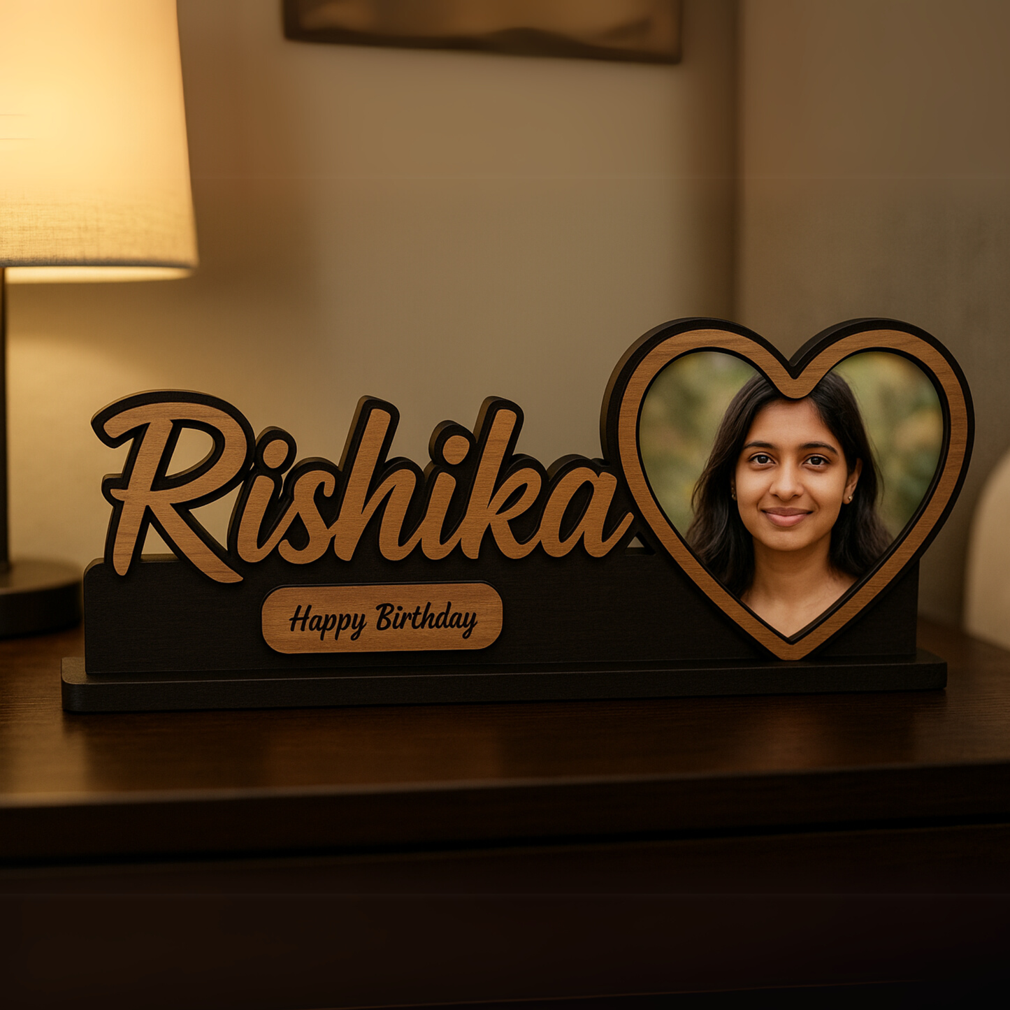 Personalized Heart-Shaped Photo Frame with Name – Birthday Gift | Dandjdecor.in
