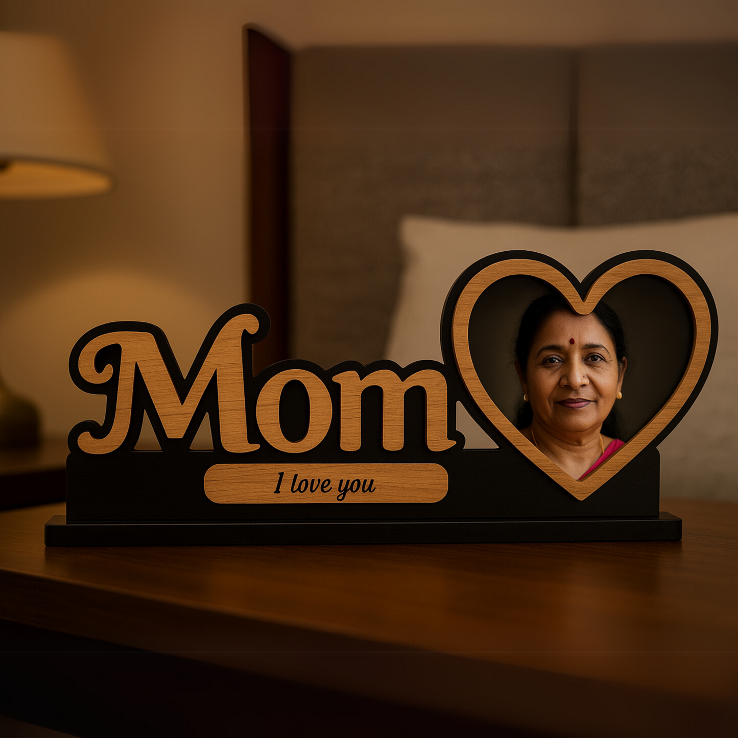 Customized "Mom" Wooden Photo Frame  Birthday Gift | Dandjdecor.in