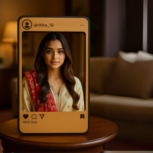 Custom Instagram Style Wooden Photo Frame | Personalized ID & Picture | Unique Gift