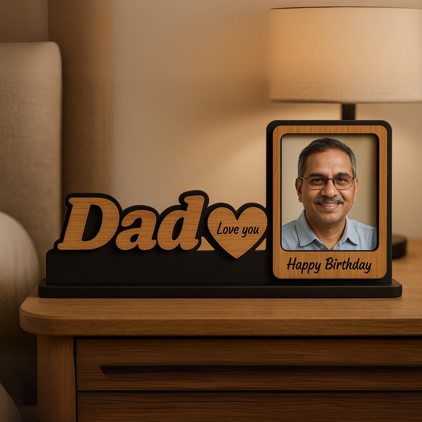 Customized Wooden Photo Frame for Dad – A Meaningful Birthday Gift | Dandjdecor.in