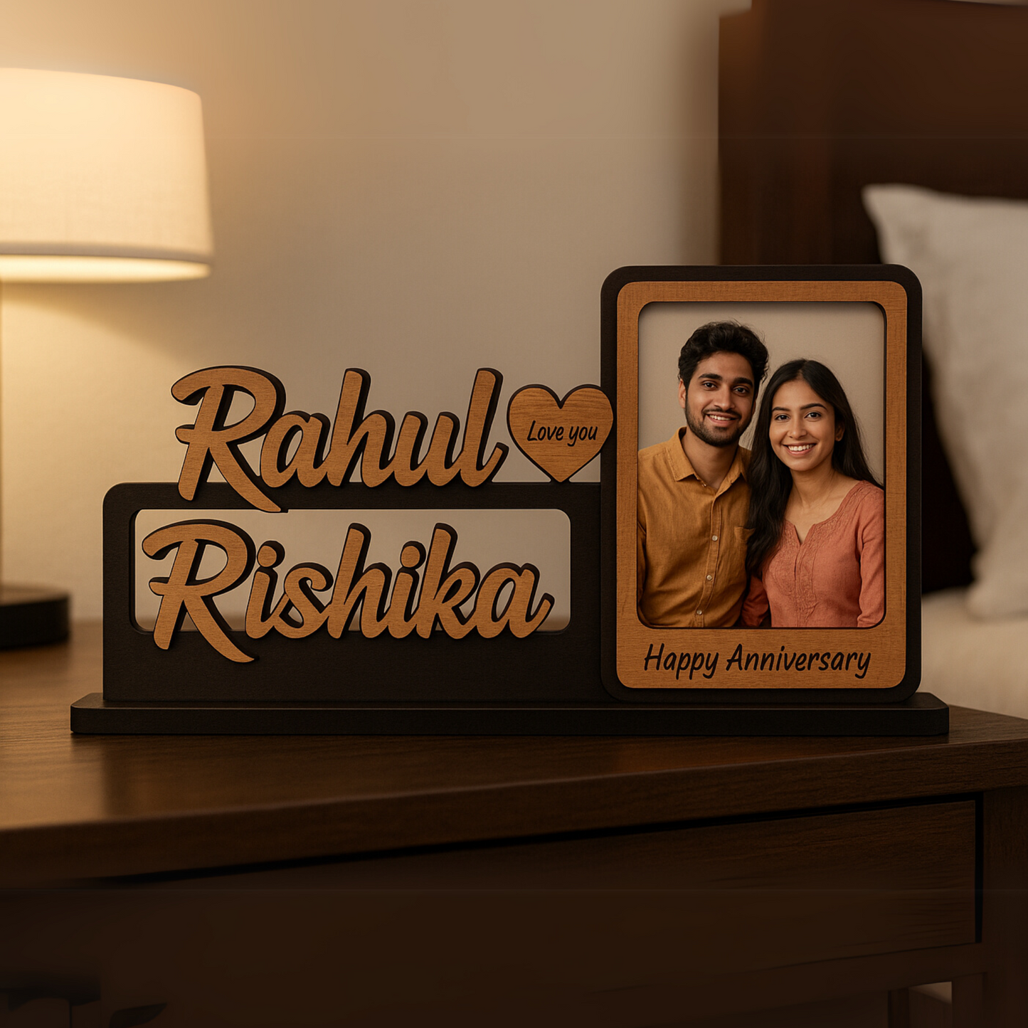Customized Couple Photo Frame with Name & Photo – Birthday & Anniversary Gift | Dandjdecor.in