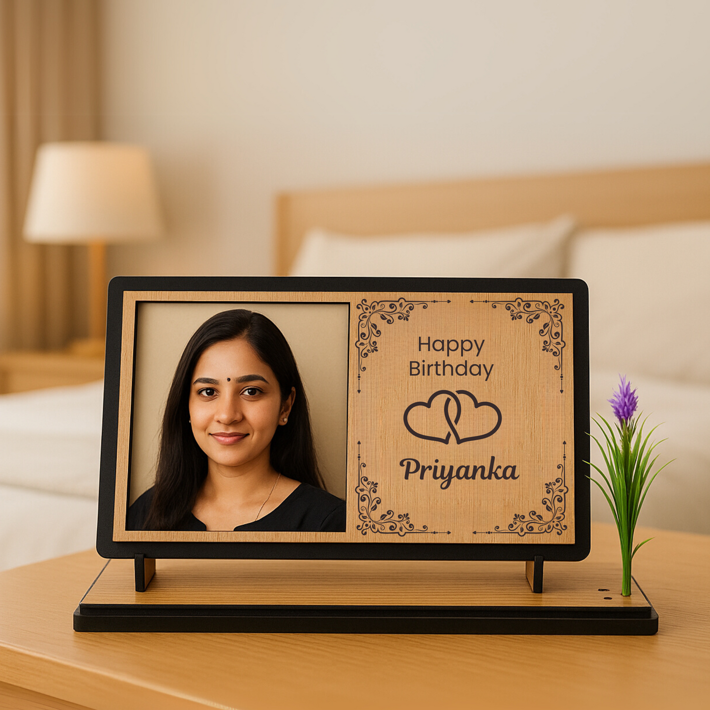 Customized Wooden Birthday Photo Frame with Name & Picture – Perfect Gift for Loved Ones | Dandjdecor.in