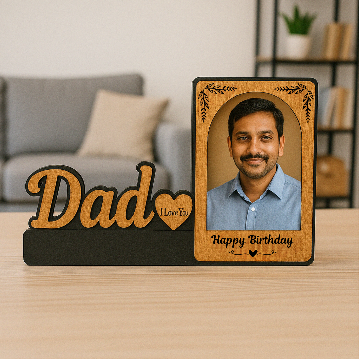 Customized “Dad” Wooden Birthday Photo Frame – A Gift That Says “I Love You” | Dandjdecor.in
