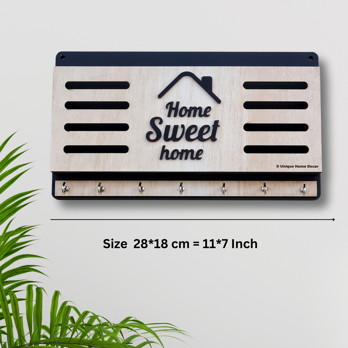 Stylish Wooden Key Holder with 7 Hooks | Wall Mount Key Stand |  – Dandjdecor