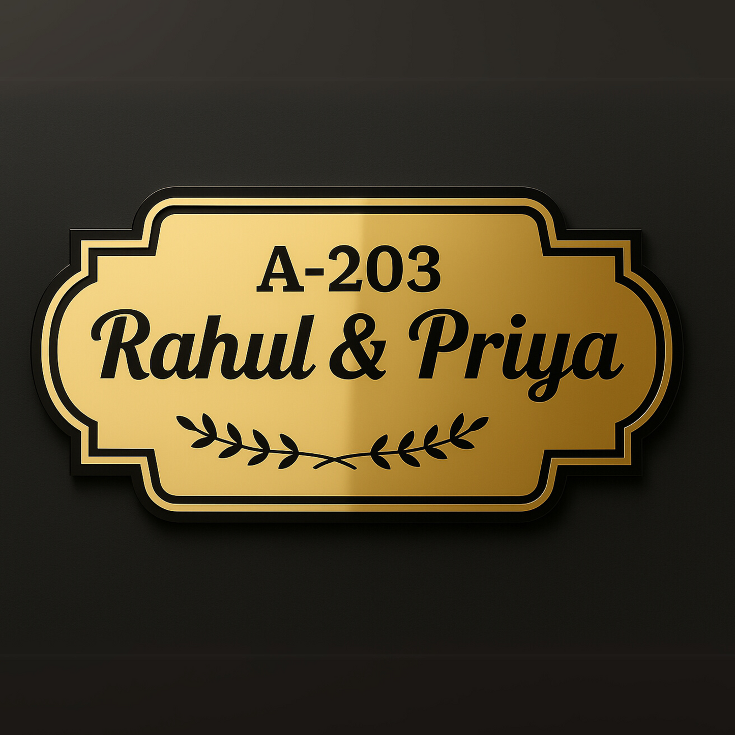 Customized Wooden & Acrylic Name Plate with Kids Names – Golden Finish