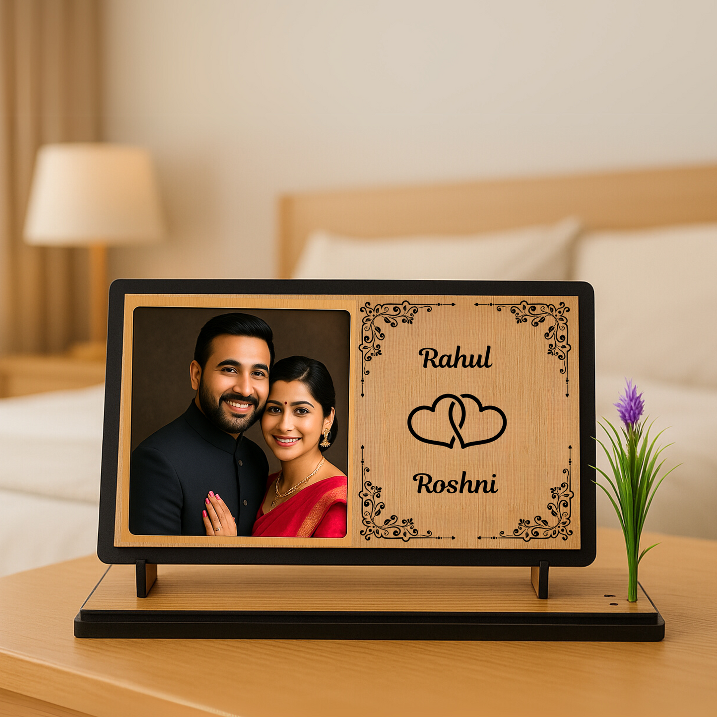 Personalized Couple Photo Frame with Names – Anniversary Gift | Dandjdecor.in