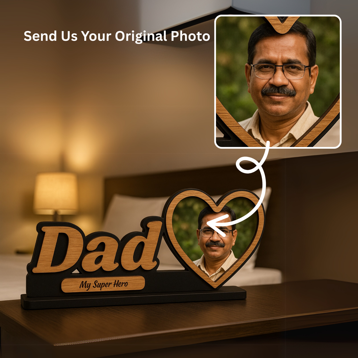 Customized Wooden Photo Frame for Dad – A Meaningful Birthday Gift | Dandjdecor.in
