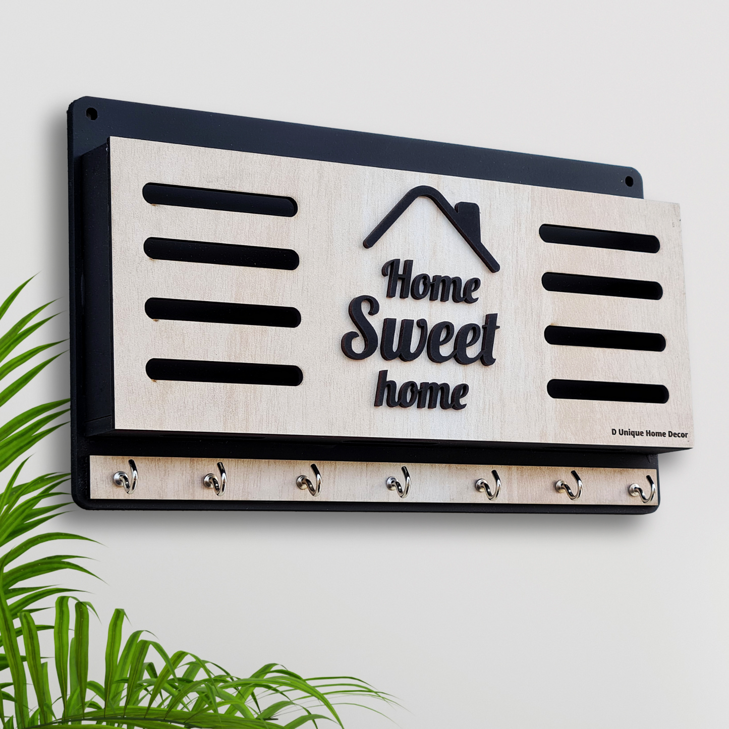Stylish Wooden Key Holder with 7 Hooks | Wall Mount Key Stand |  – Dandjdecor