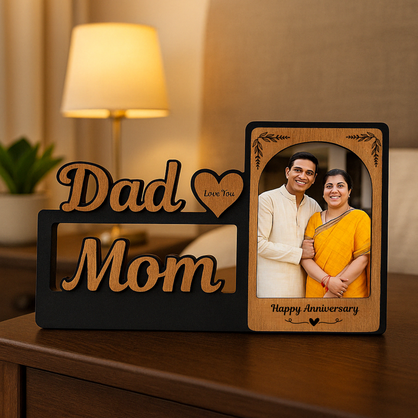 Personalized Anniversary Photo Frame for Mom & Dad Single Picture