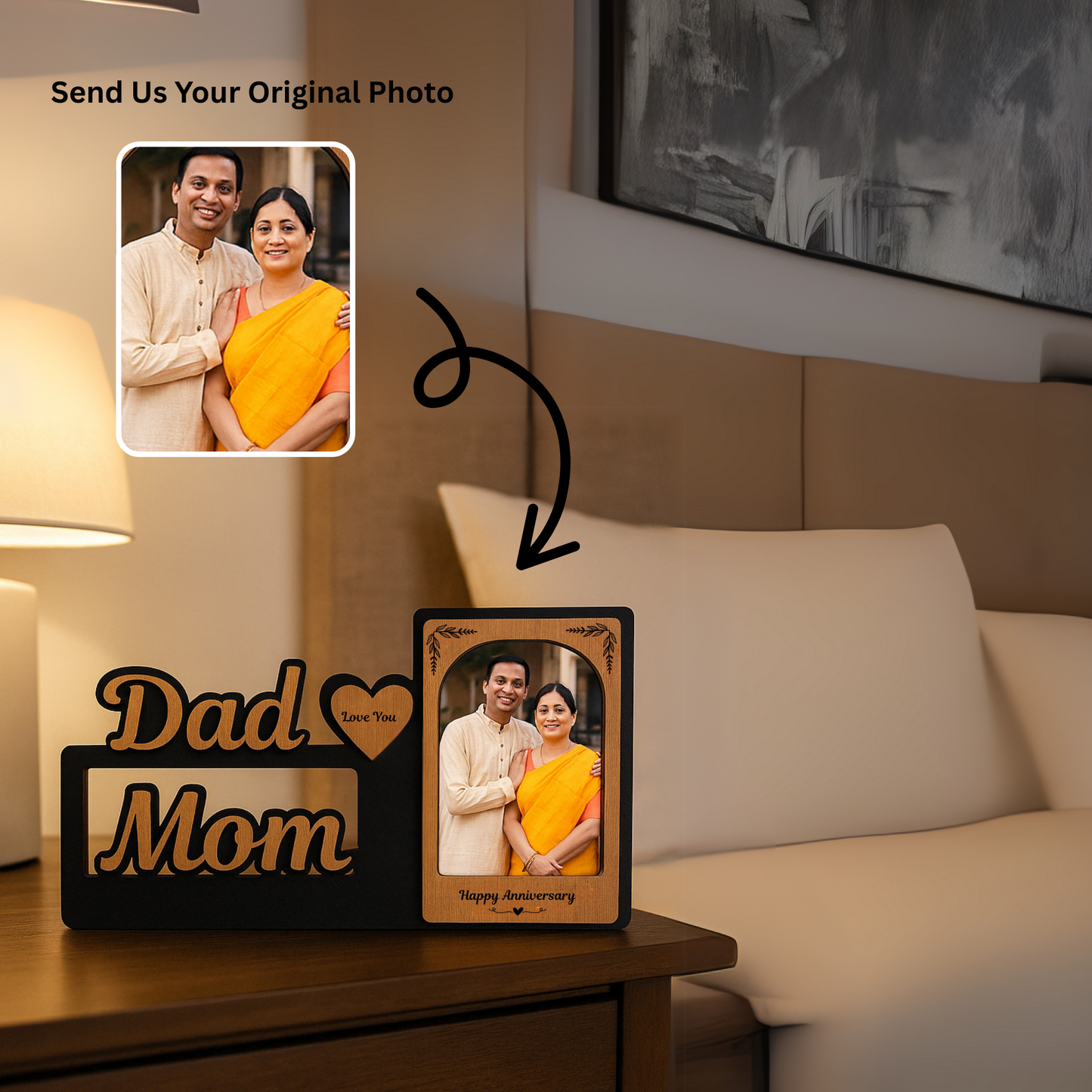Personalized Anniversary Photo Frame for Mom & Dad Single Picture