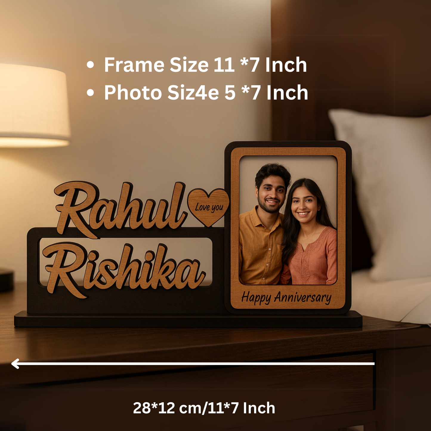 Customized Couple Photo Frame with Name & Photo – Birthday & Anniversary Gift | Dandjdecor.in
