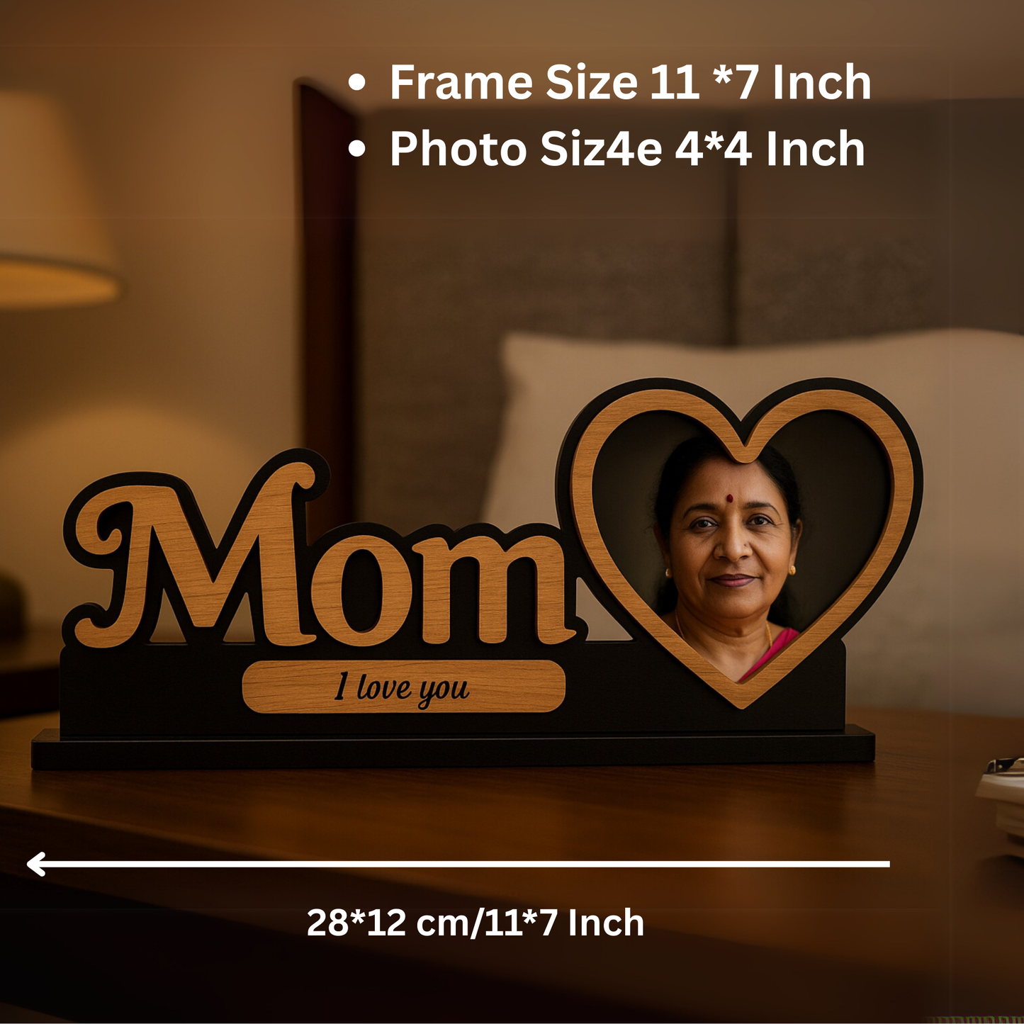 Customized "Mom" Wooden Photo Frame  Birthday Gift | Dandjdecor.in