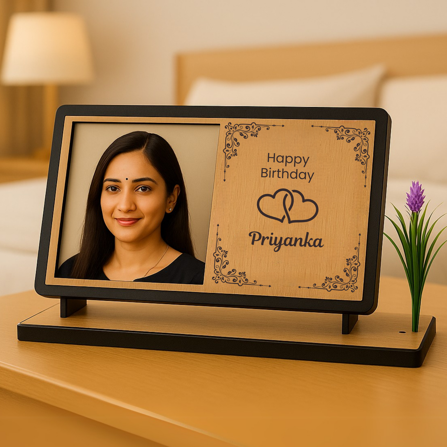 Customized Wooden Birthday Photo Frame with Name & Picture – Perfect Gift for Loved Ones | Dandjdecor.in