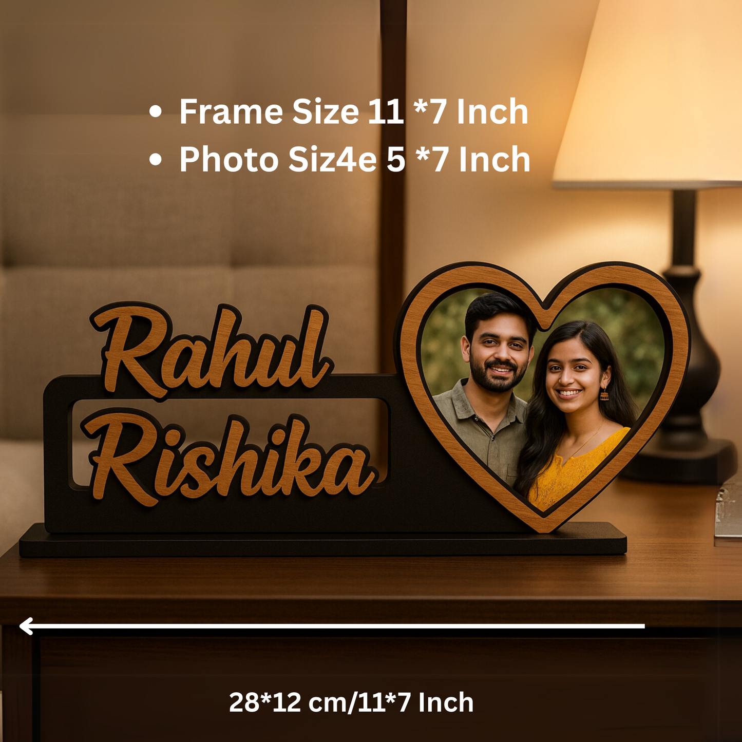 Personalized Heart-Shaped Couple Name Photo Frame – Perfect for Anniversaries & Birthdays | Dandjdecor.in