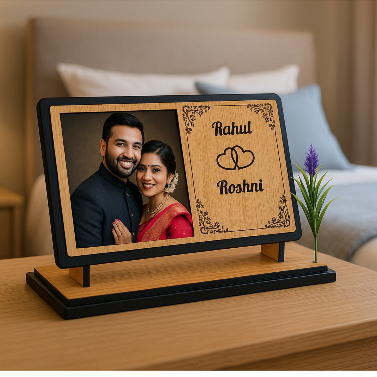 Personalized Couple Photo Frame with Names – Anniversary Gift | Dandjdecor.in