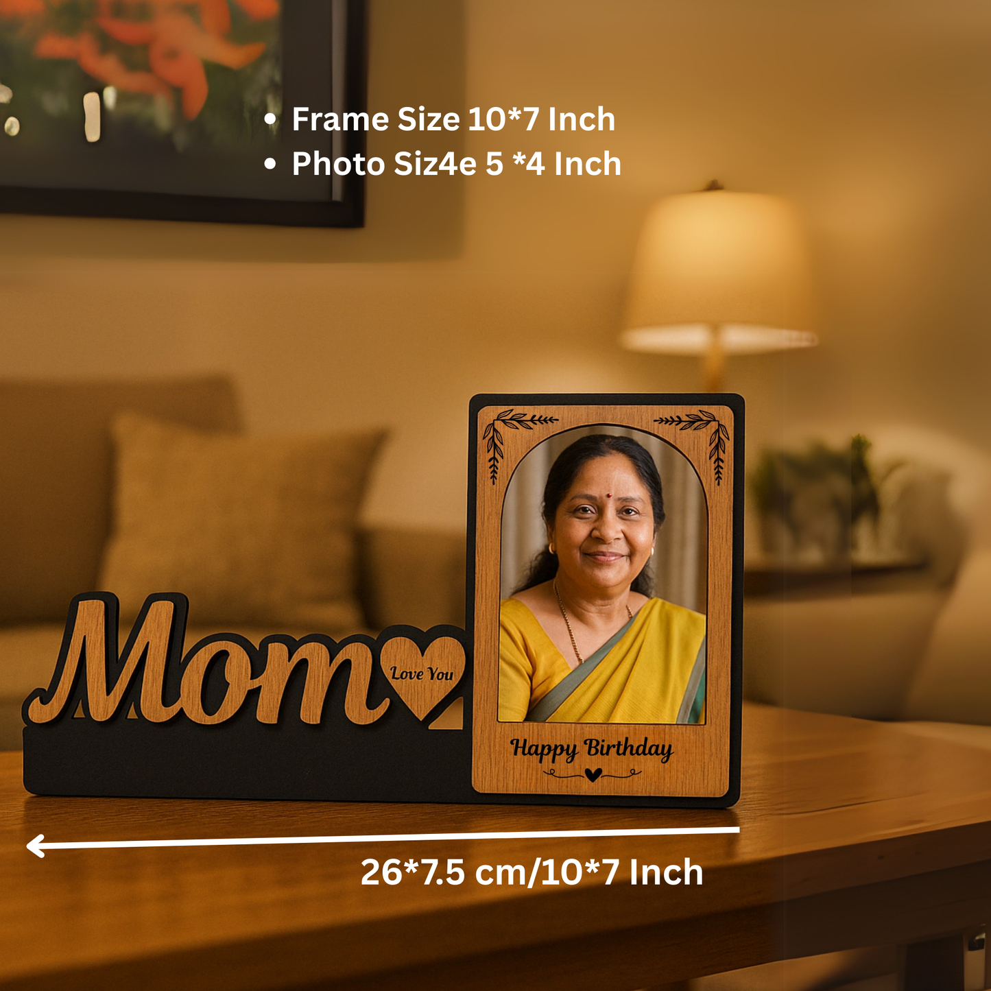 Customized "Mom" Wooden Photo Frame  Birthday Gift | Dandjdecor.in