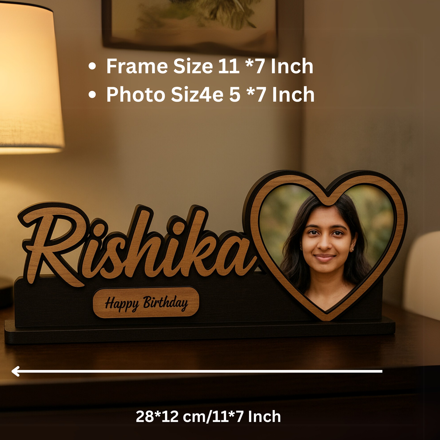 Personalized Heart-Shaped Photo Frame with Name – Birthday Gift | Dandjdecor.in