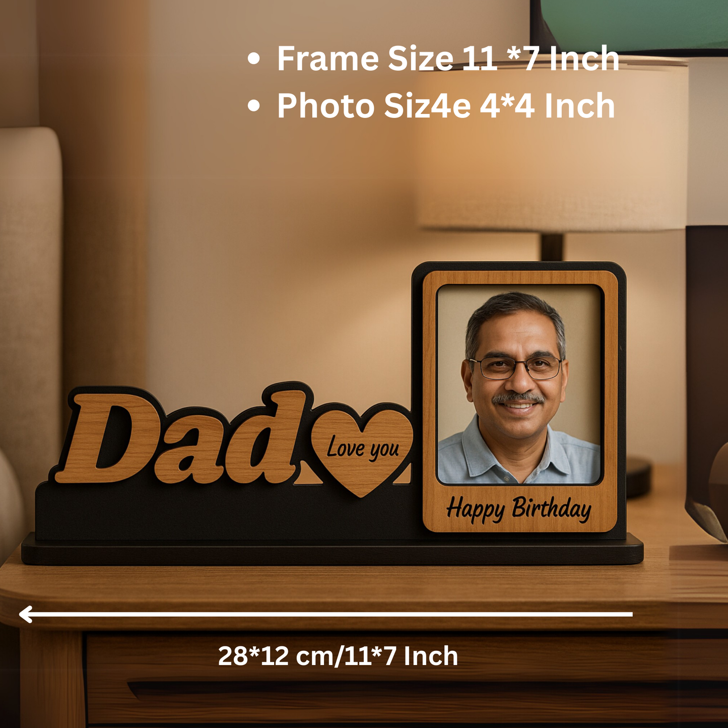 Customized Wooden Photo Frame for Dad – A Meaningful Birthday Gift | Dandjdecor.in