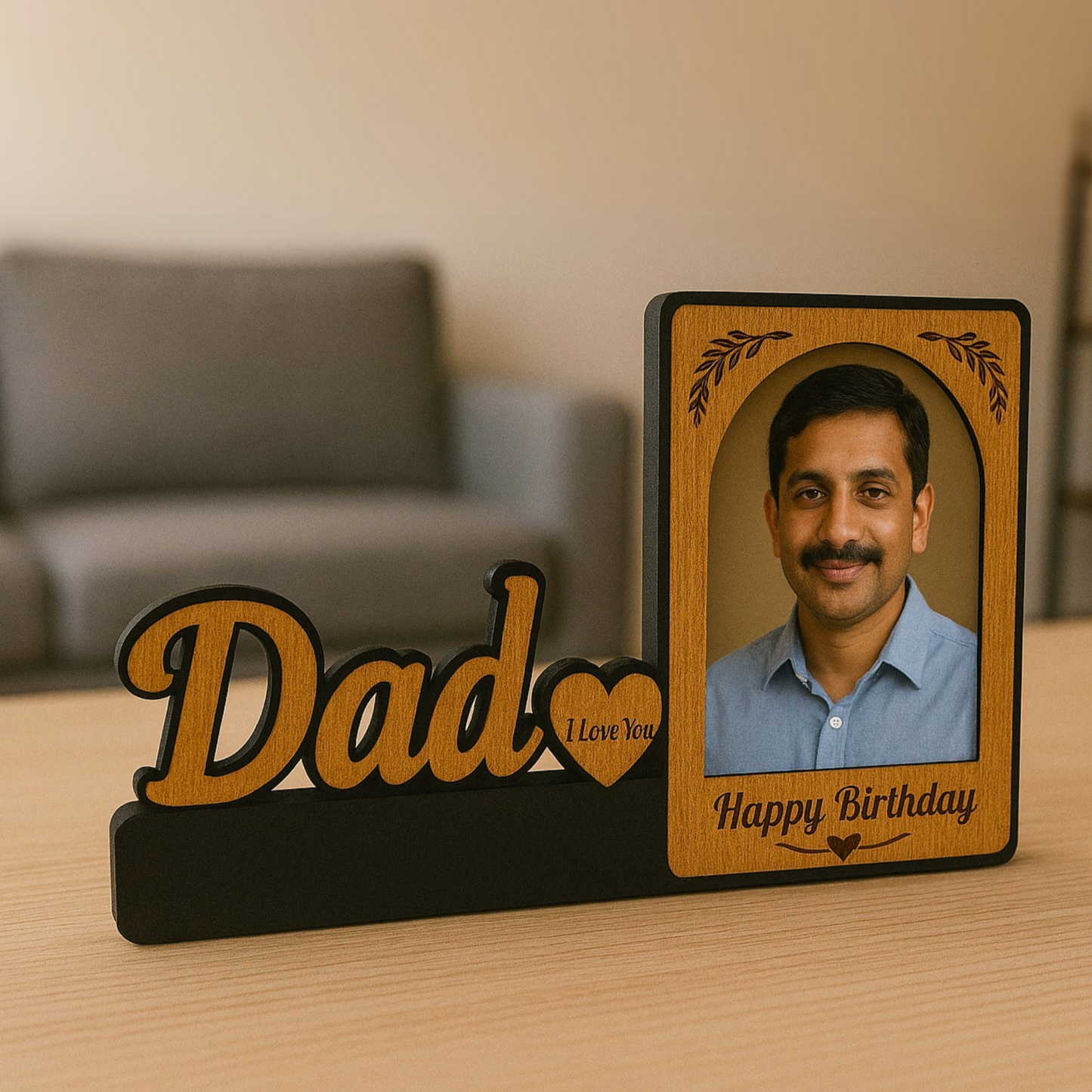 Customized “Dad” Wooden Birthday Photo Frame – A Gift That Says “I Love You” | Dandjdecor.in