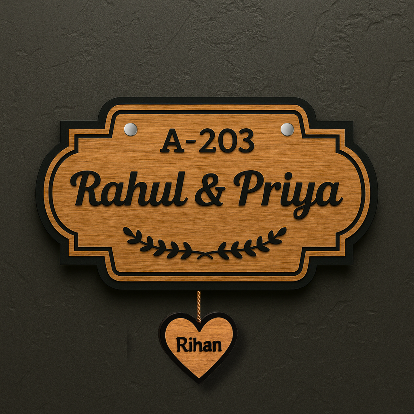 Customized Wooden Acrylic Name Plate for Home – Indoor Door & Wall Use | Dandjdecor.in