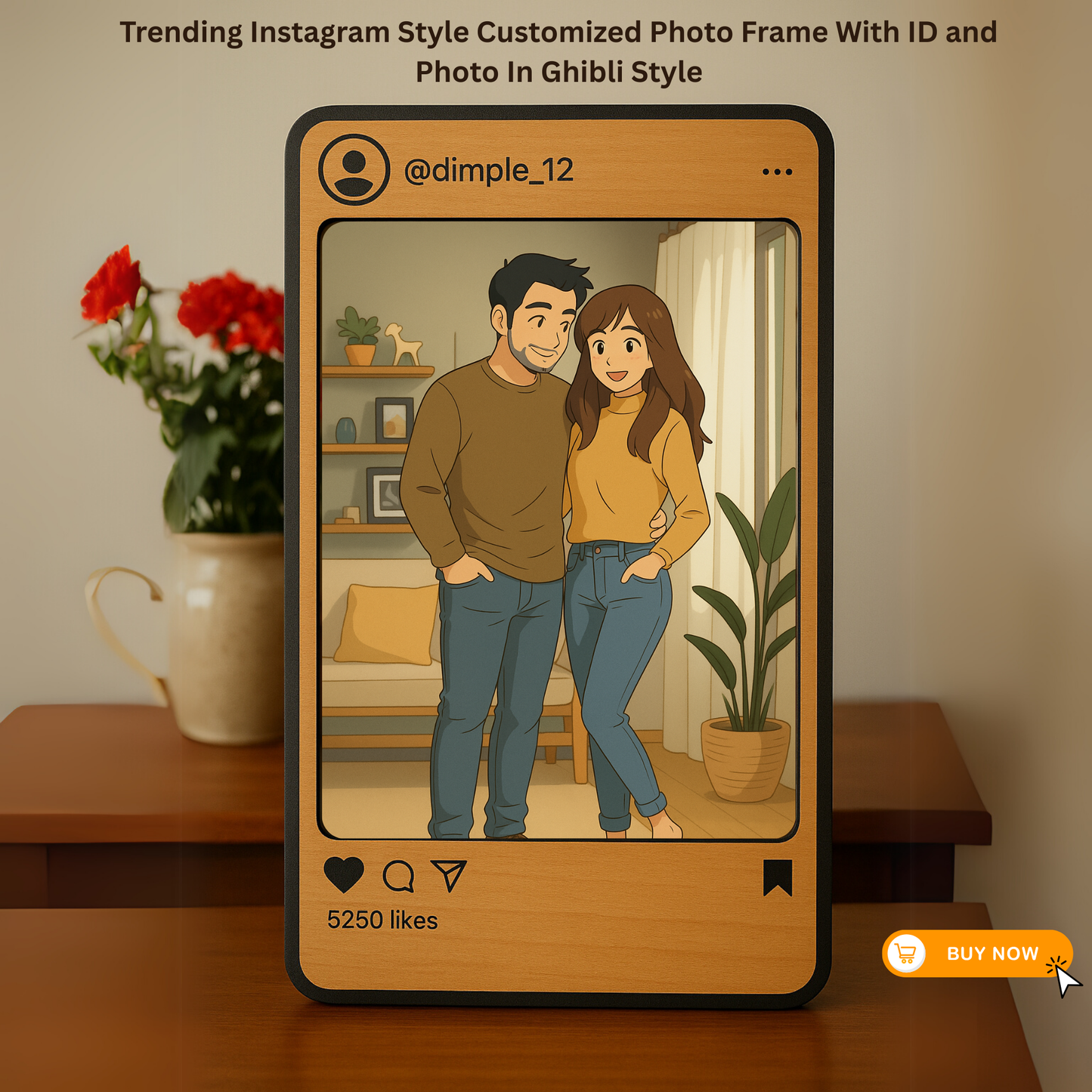 Trending Instagram Style Custom Ghibli Photo Frame with Insta ID And Ghibli Style Photo