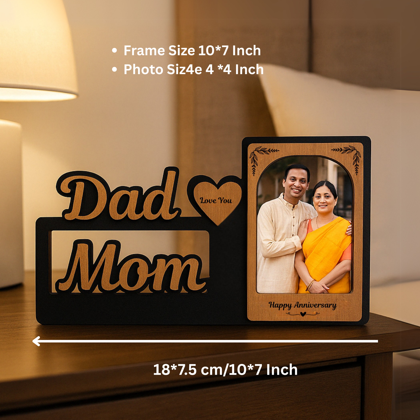 Personalized Anniversary Photo Frame for Mom & Dad Single Picture