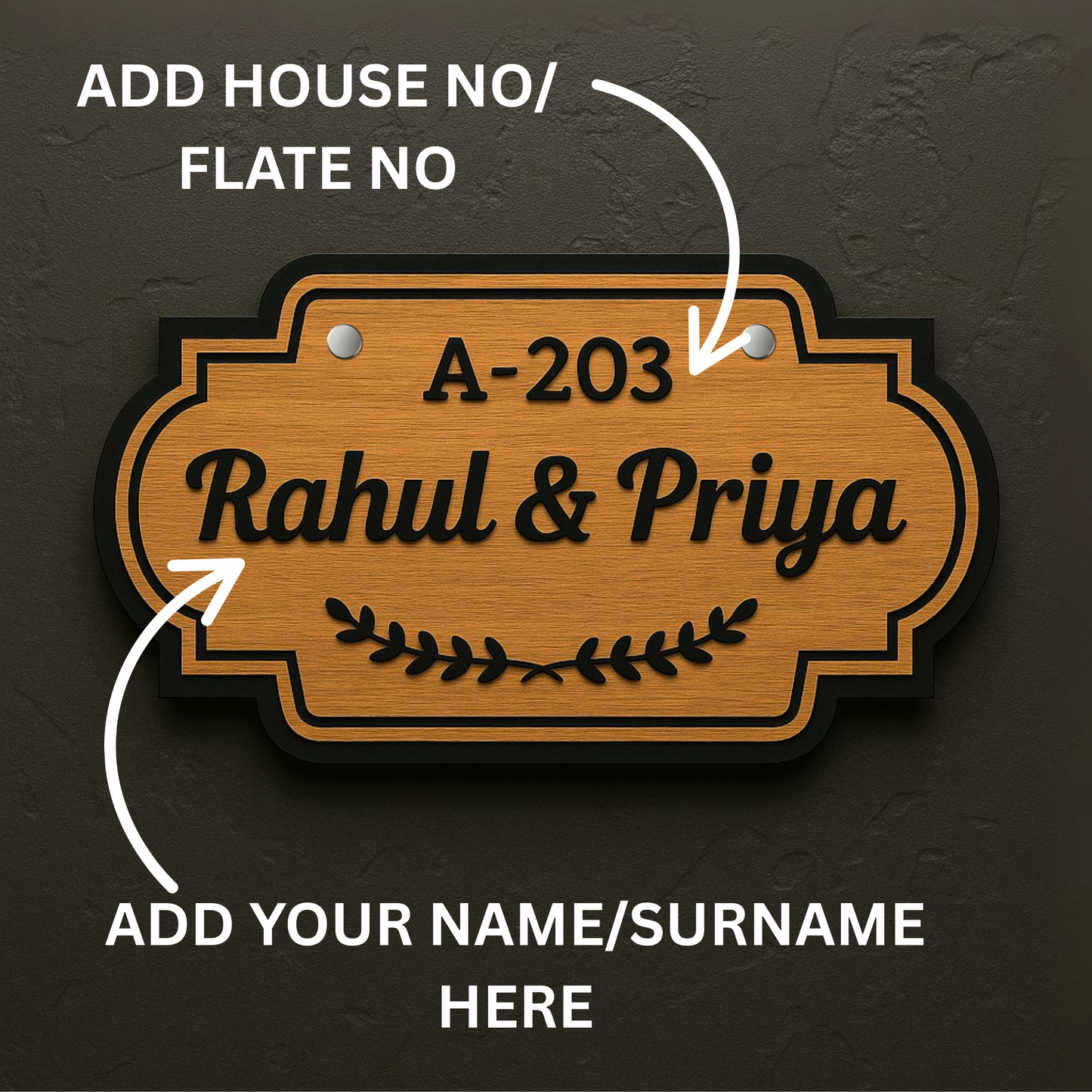 Customized Wooden Acrylic Name Plate for Home – Indoor Door & Wall Use | Dandjdecor.in