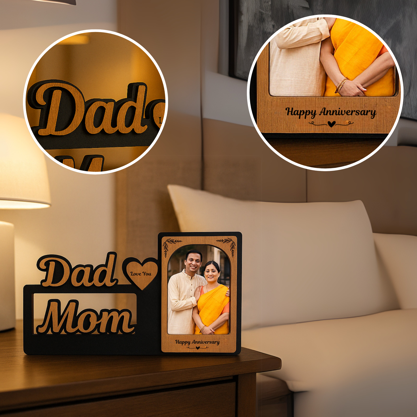 Personalized Anniversary Photo Frame for Mom & Dad Single Picture