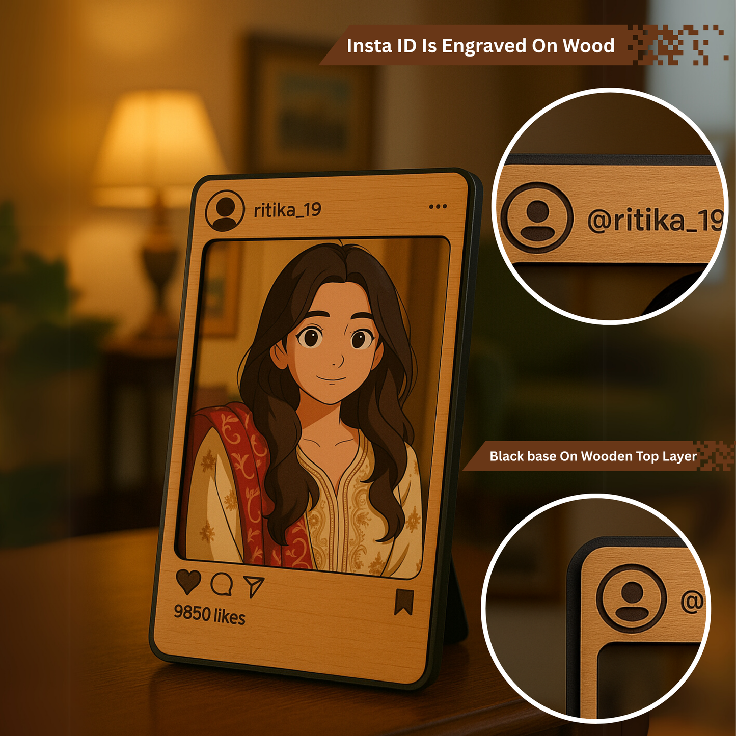 Instagram Style Custom Ghibli Photo Frame with Insta ID And Ghibli Style Photo