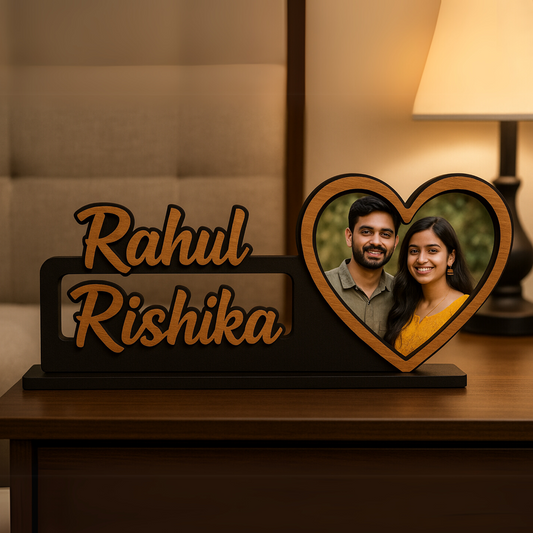 Personalized Heart-Shaped Couple Name Photo Frame – Perfect for Anniversaries & Birthdays | Dandjdecor.in